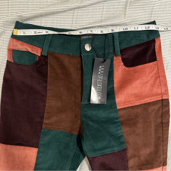NWT Current Mood corduroy patchwork flare pants - Picture 6 of 8